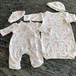Little Me Vintage Gown and Onesie + Hats